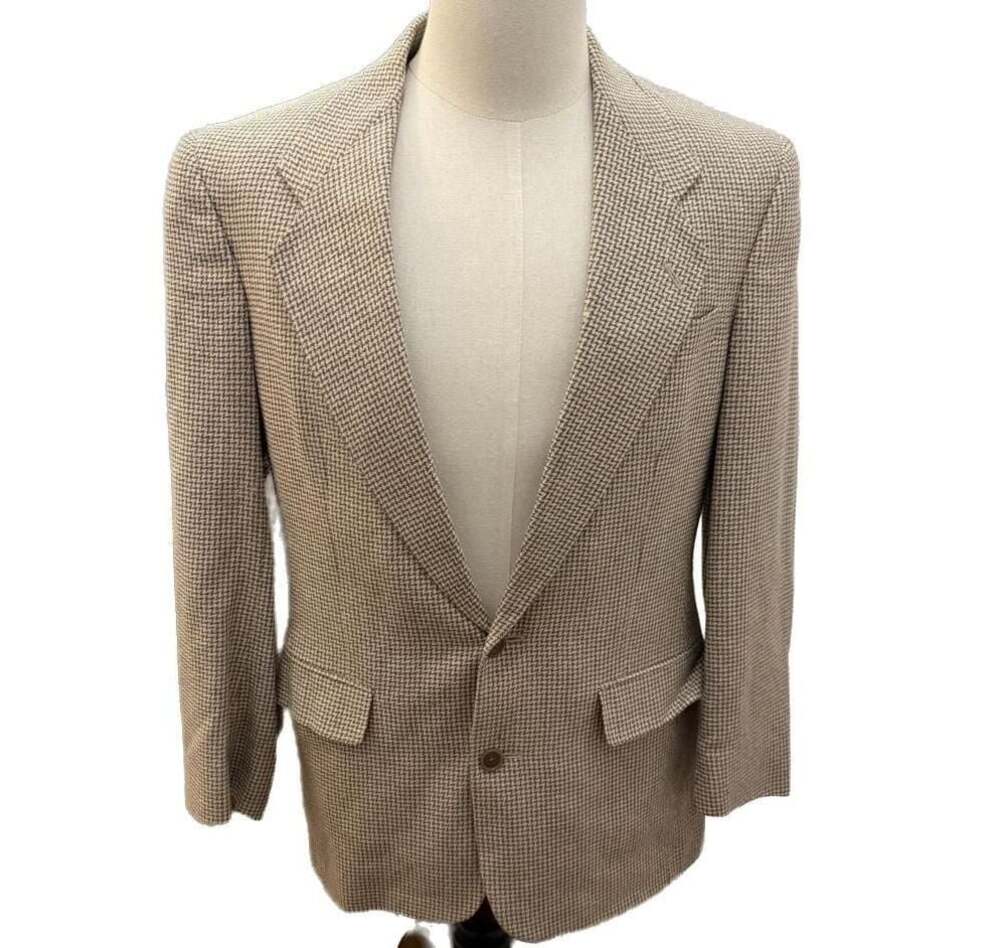 Vintage Christian Dior Monsieur Houndstooth Wool Sport Coat Blazer 38R
